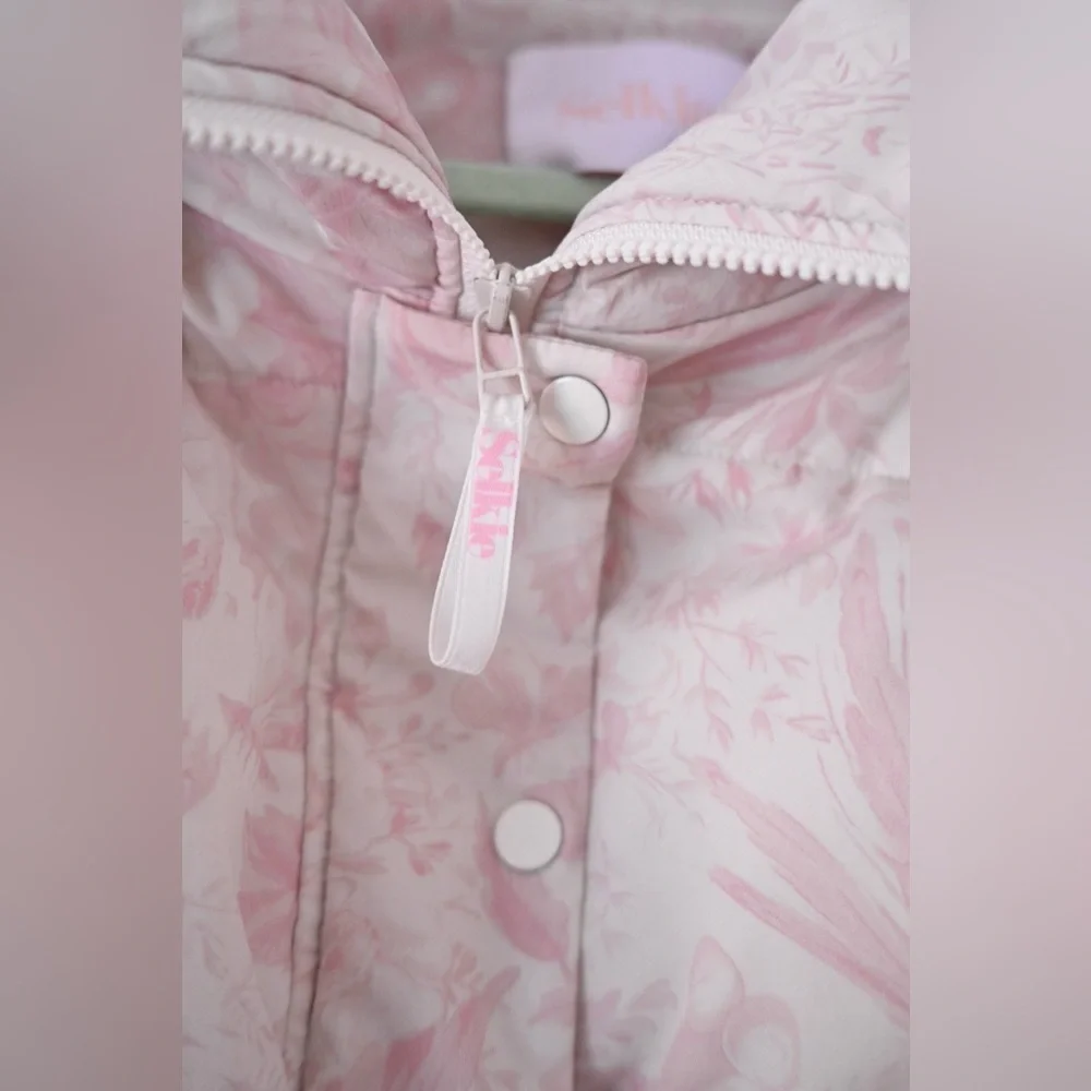 Selkie The Castle Pink Floral Marshmallow Puffer Womens Large Jacket- coquette - Picture 9 of 16